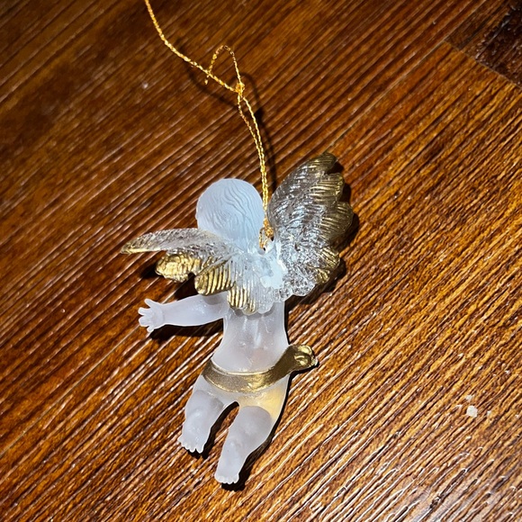 Small Clear Gold Stranded Cherob Angel Ornament - Picture 4 of 7